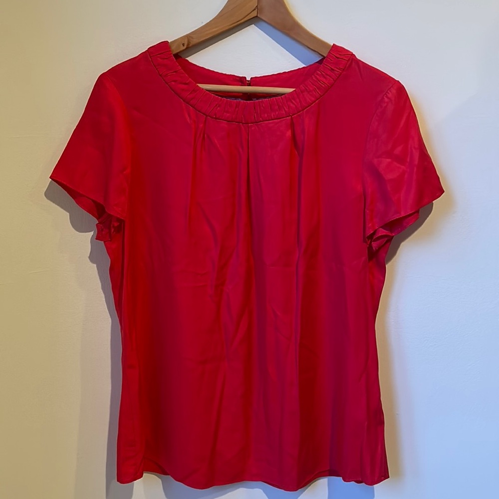 Boden silk pink ruched neck top size 10